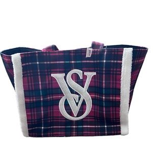 Victoria’s Secret Large Plaid Tote Bag NWT